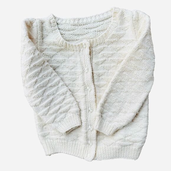 Handknit Wool Cardigan with Adorable Mouse Buttons Size XS - Picture 5 of 6